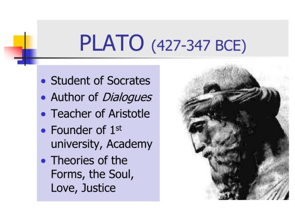 PLATO (427-347 BCE)