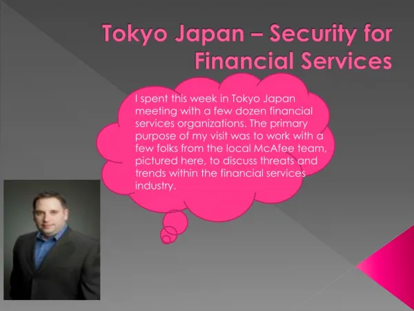 Tokyo Japan – Security for Financial Services