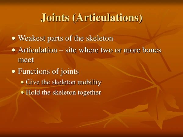 Joints (Articulations)