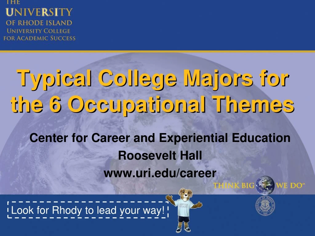 typical college majors for the 6 occupational themes