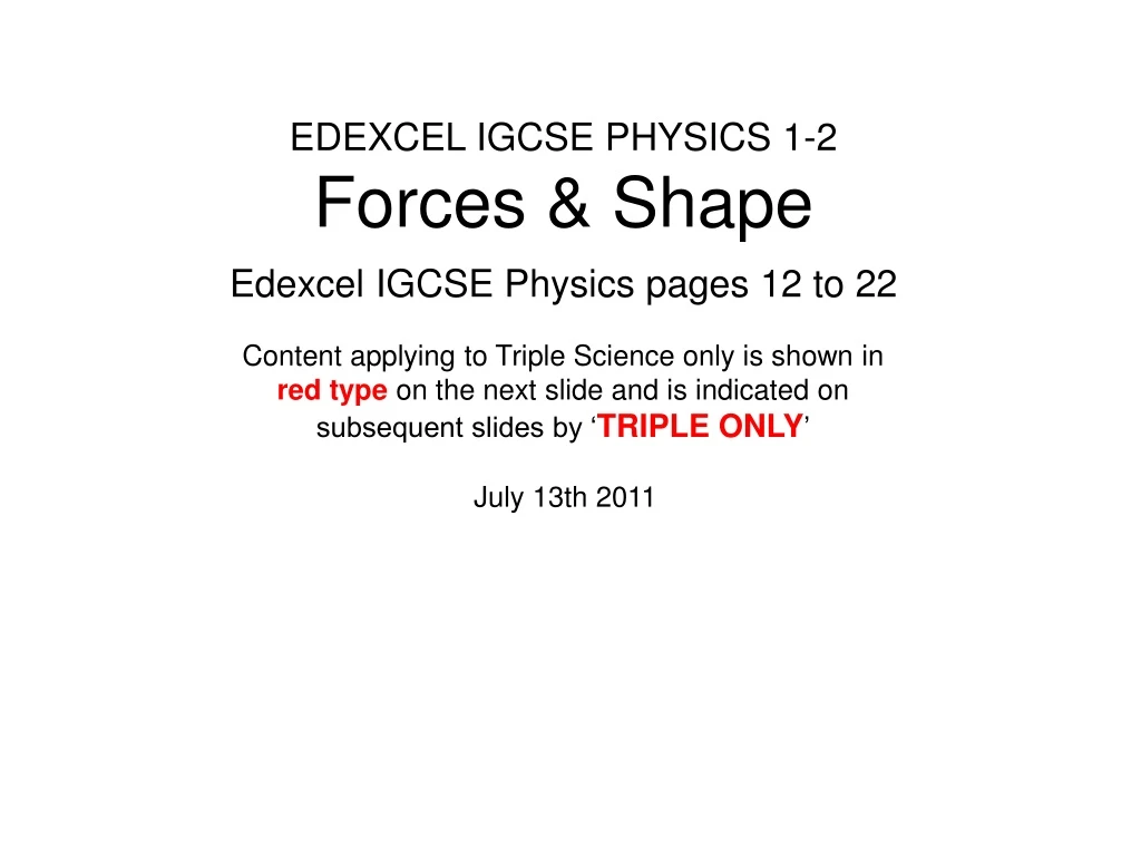 edexcel igcse physics 1 2 forces shape