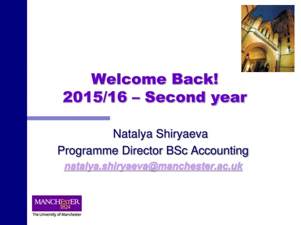 Welcome Back! 2015/16 – Second year