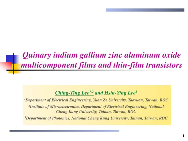 Quinary indium gallium zinc aluminum oxide multicomponent films and thin-film transistors