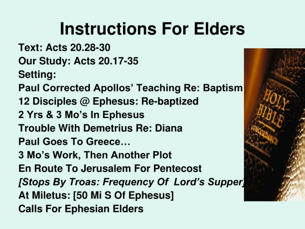 Instructions For Elders