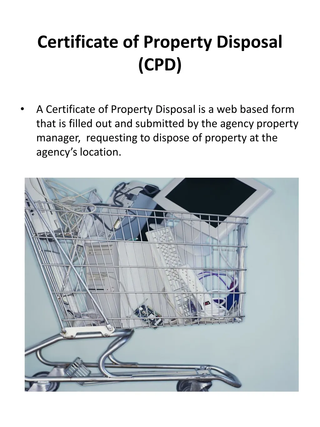 certificate of property disposal cpd