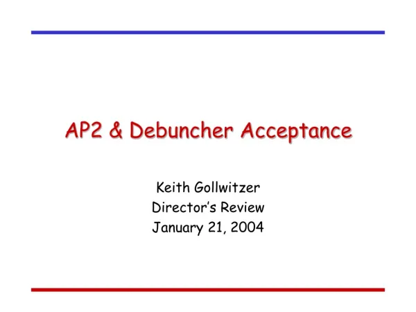 AP2 &amp; Debuncher Acceptance