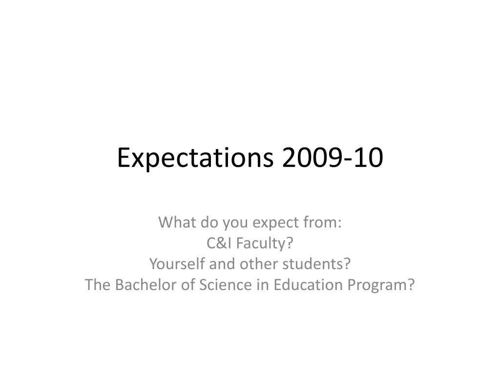 expectations 2009 10