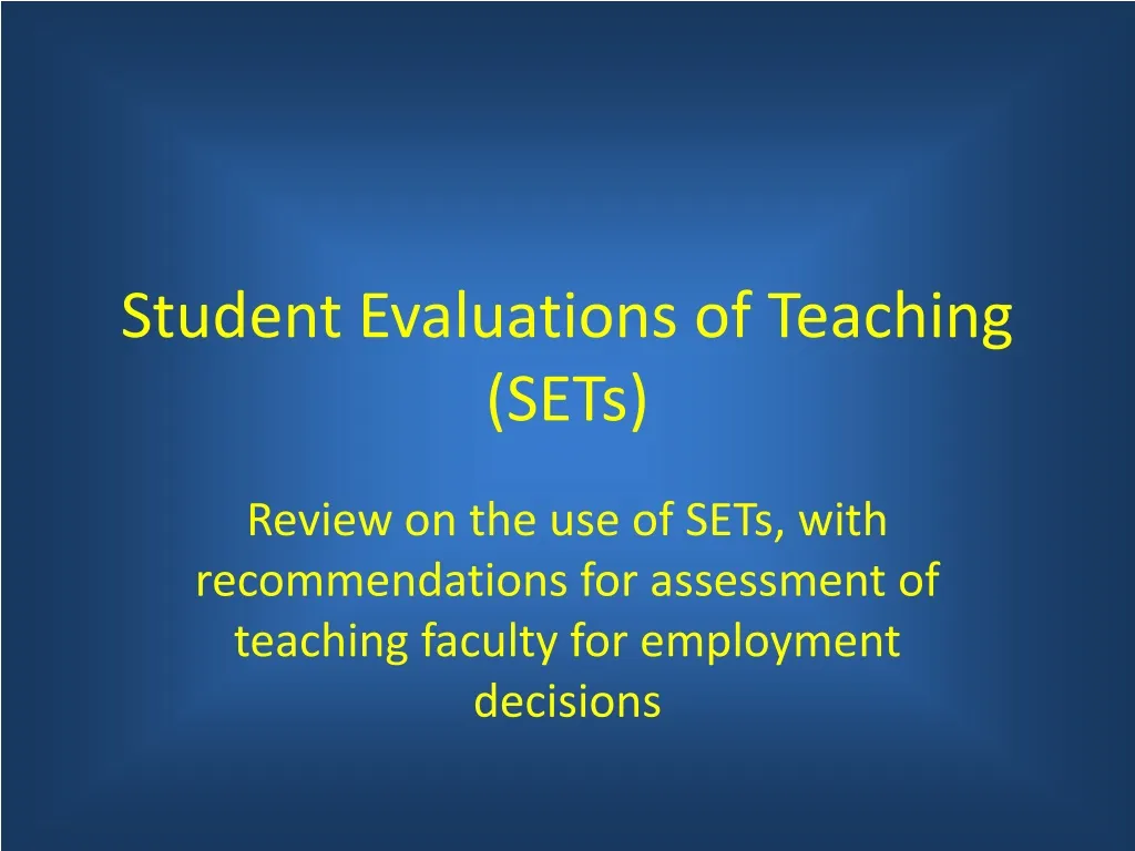 student evaluations of teaching sets