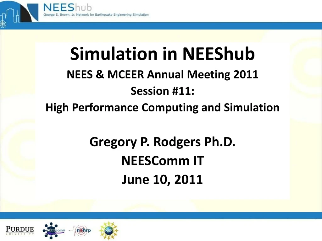 simulation in neeshub nees mceer annual meeting