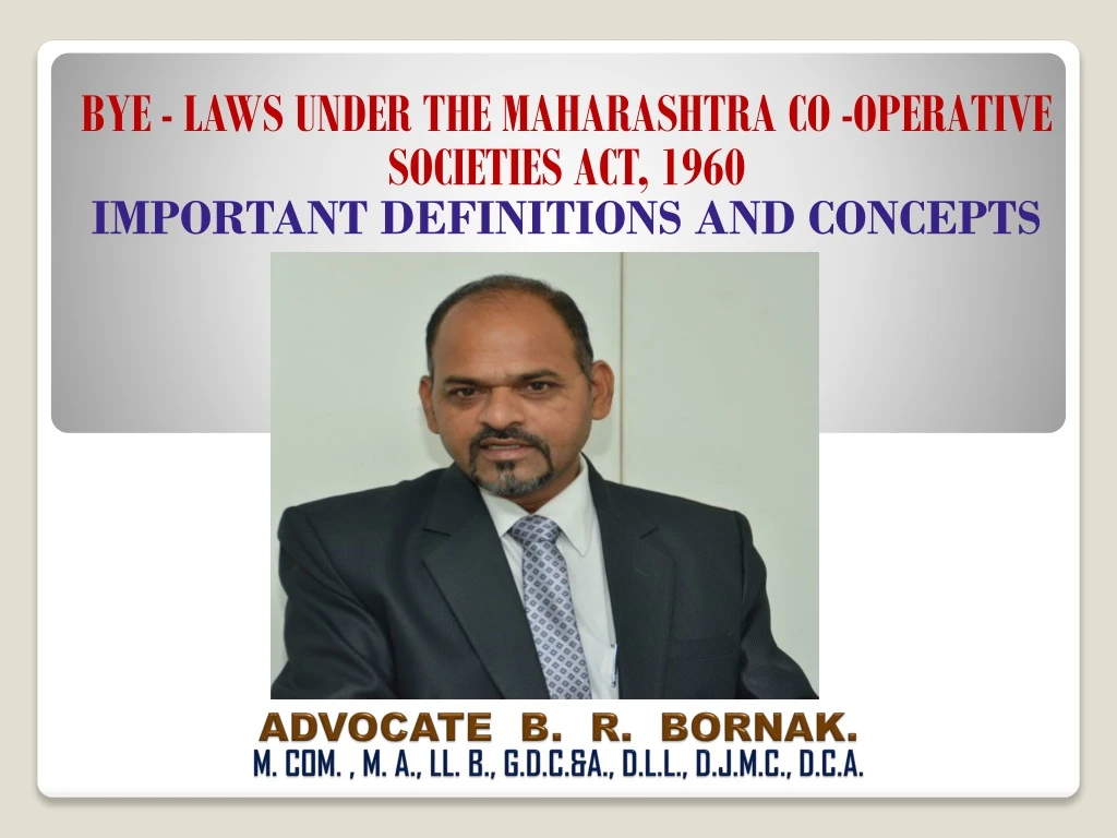 bye laws under the maharashtra co operative societies act 1960 important definitions and concepts