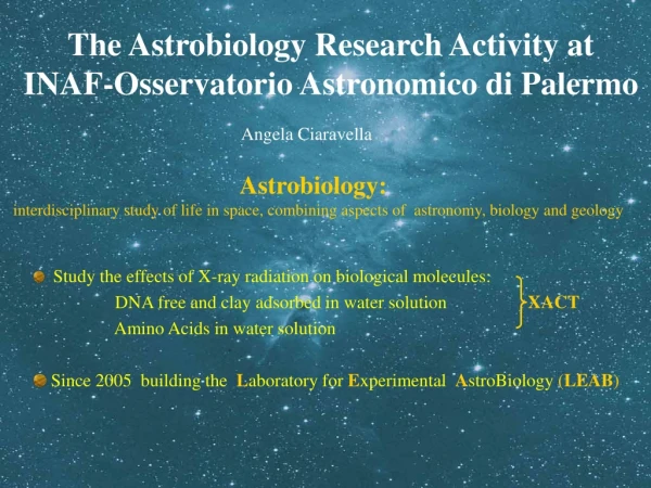 The Astrobiology Research Activity at INAF-Osservatorio Astronomico di Palermo
