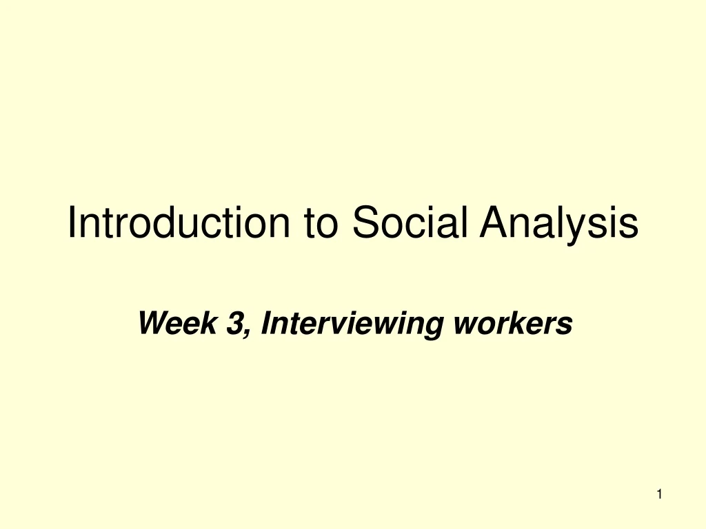 introduction to social analysis