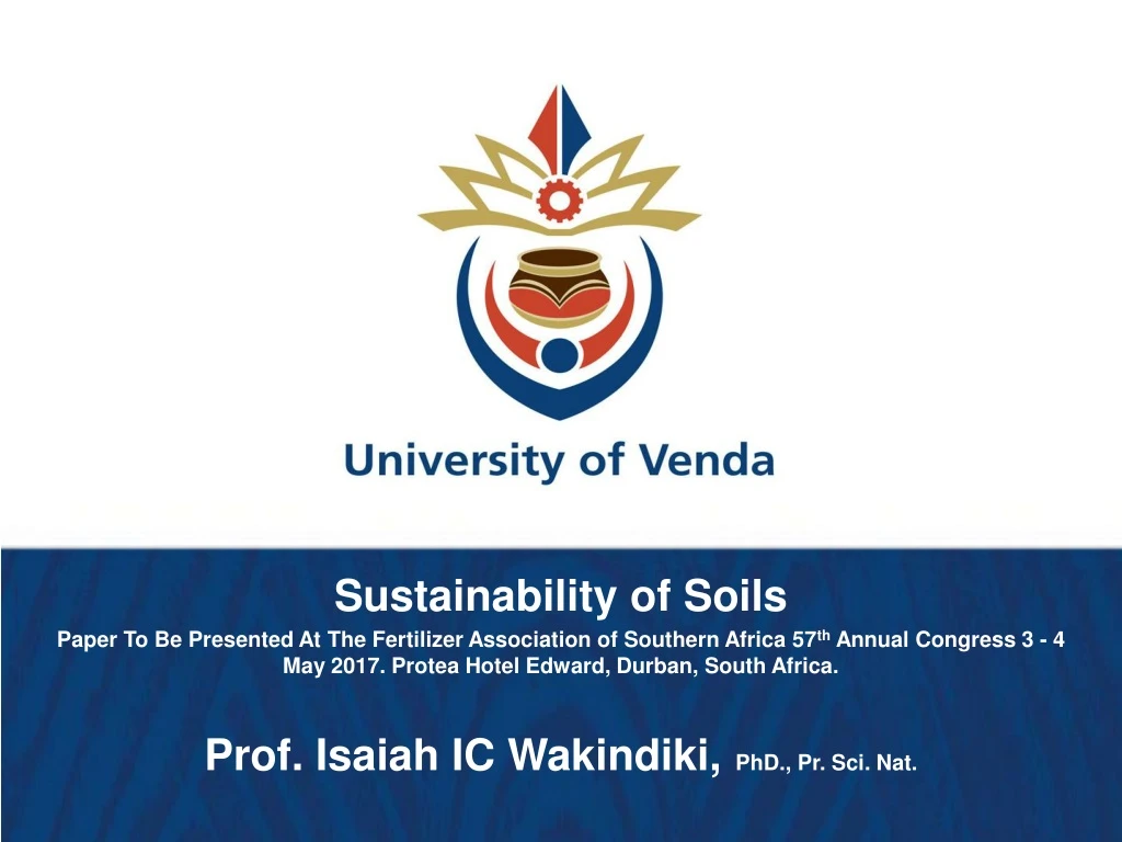 sustainability of soils paper to be presented