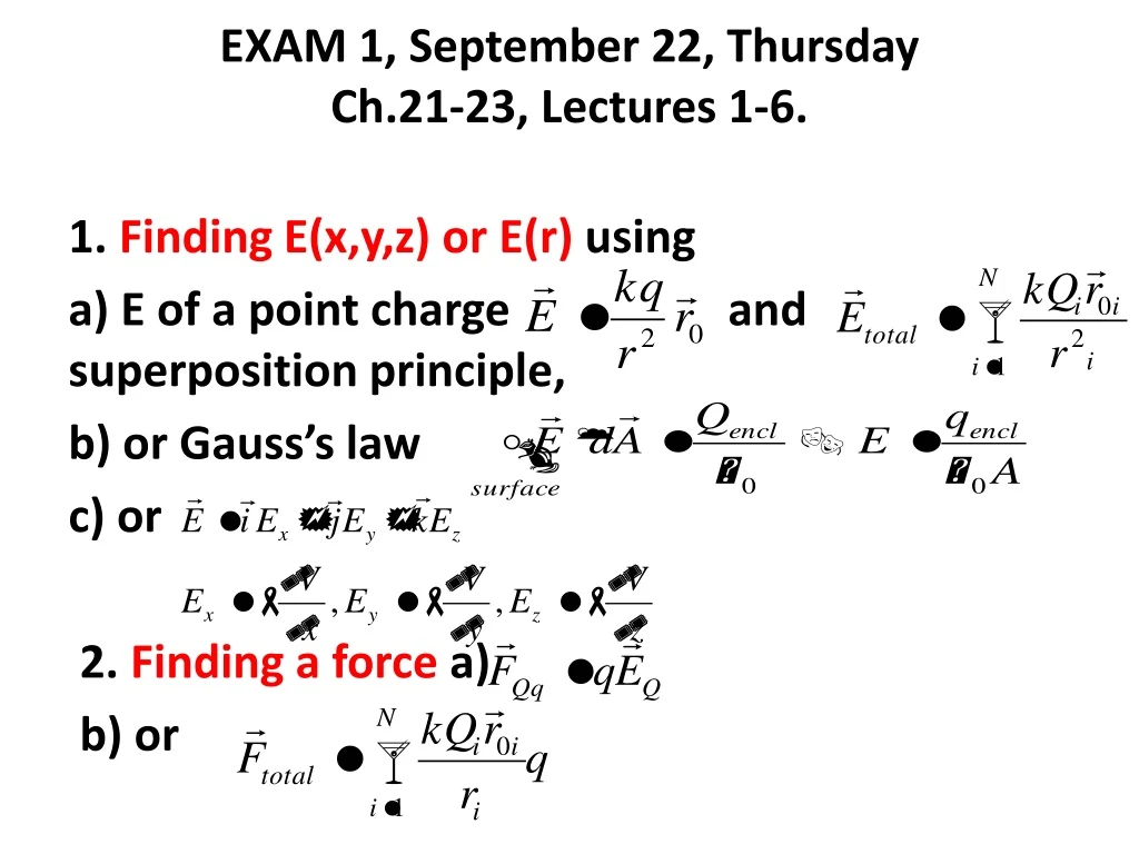 exam 1 september 22 thursday ch 21 23 lectures 1 6