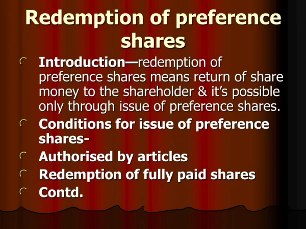 Redemption of preference shares