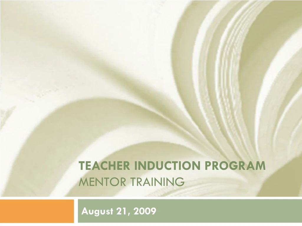 teacher induction program mentor training