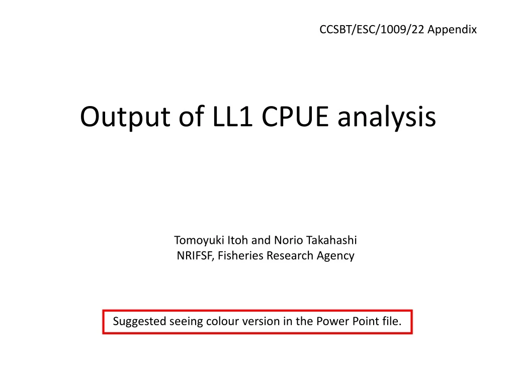 output of ll1 cpue analysis