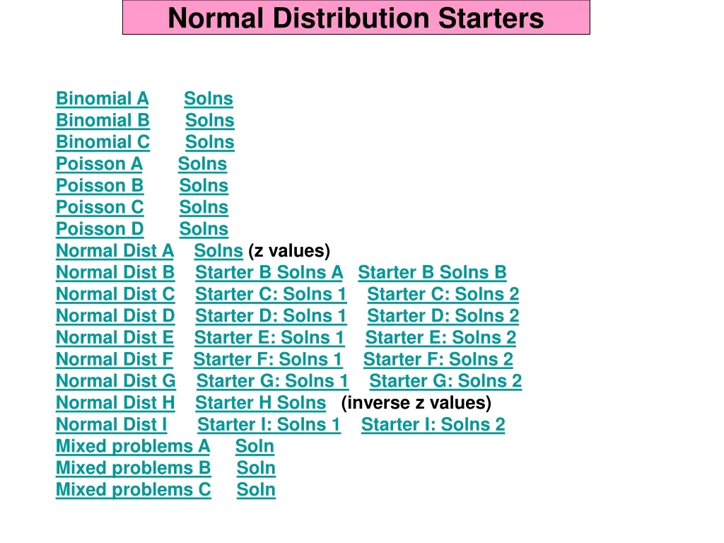 normal distribution starters