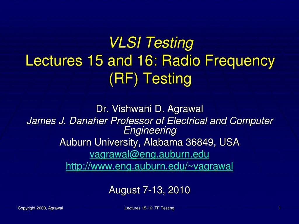 vlsi testing lectures 15 and 16 radio frequency rf testing