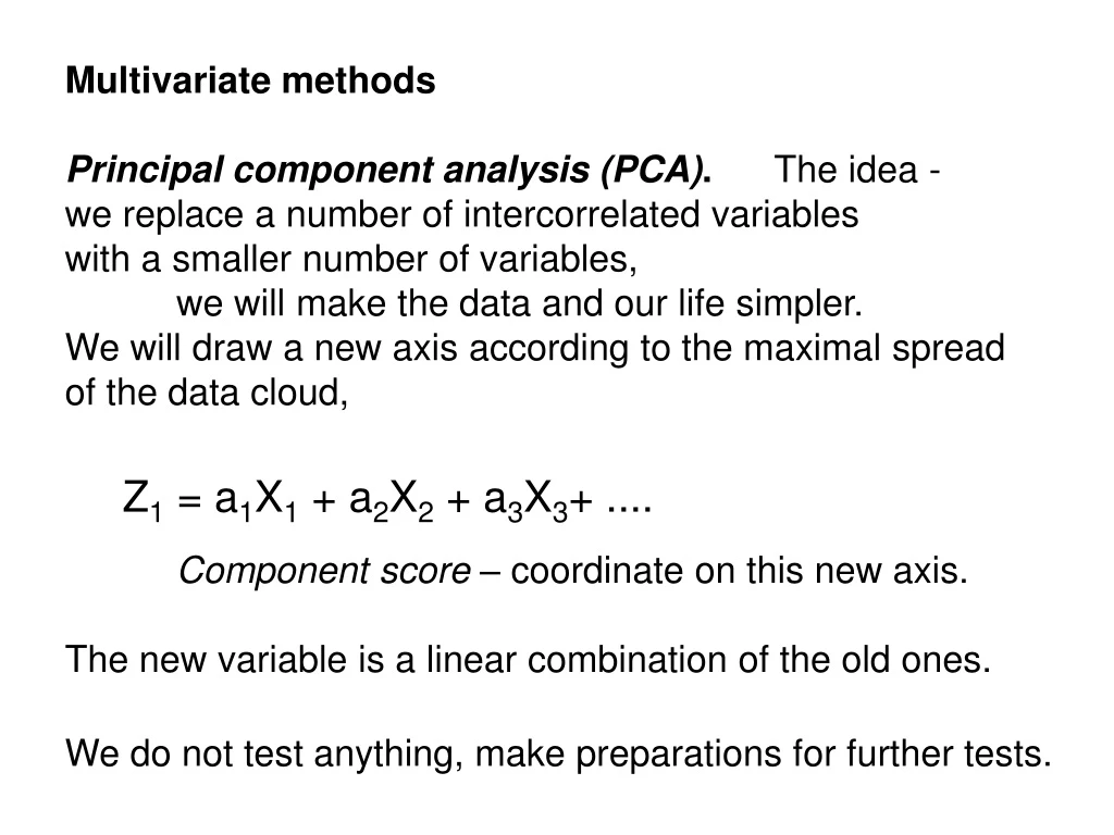 multivariate methods p rincipal component