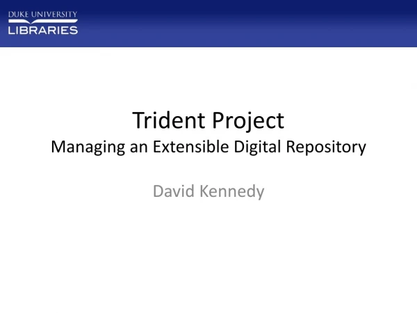 Trident Project Managing an Extensible Digital Repository