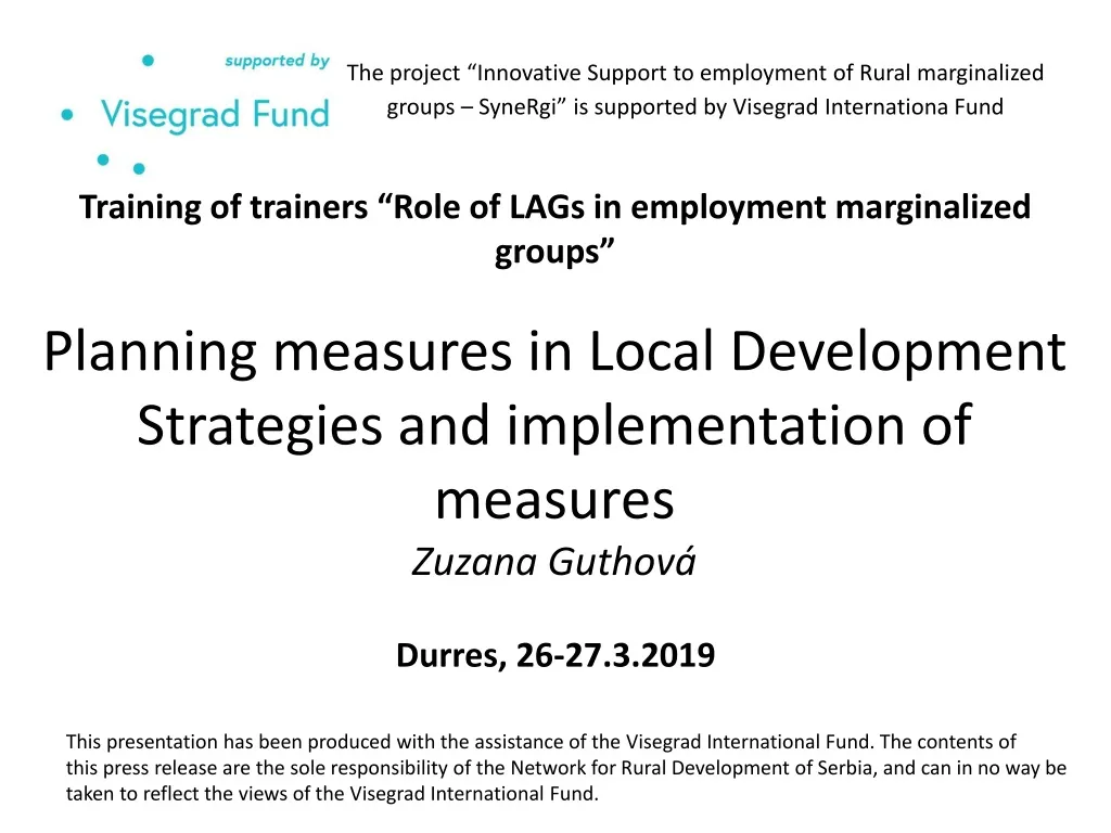 planning measures in local development strategies and implementation of measures zuzana guthov