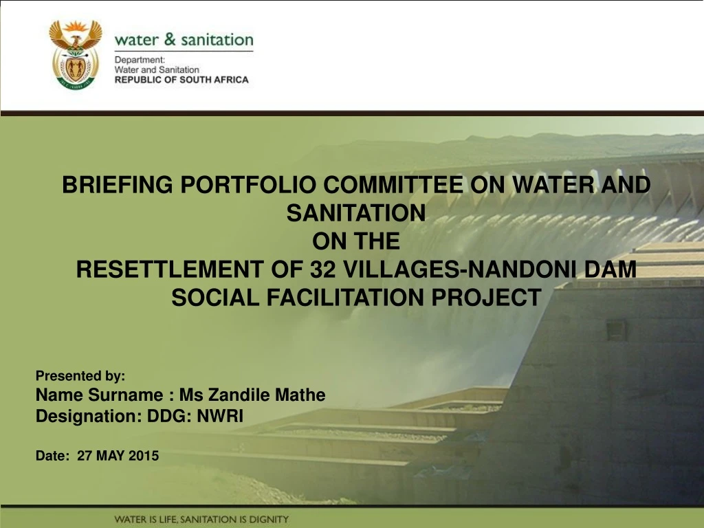 briefing portfolio committee on water