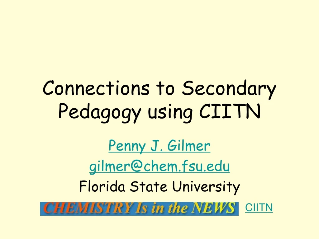 connections to secondary pedagogy using ciitn