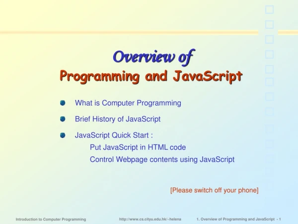 Overview of Programming and JavaScript
