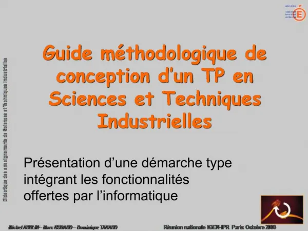 Guide m thodologique de conception d un TP en Sciences et Techniques Industrielles