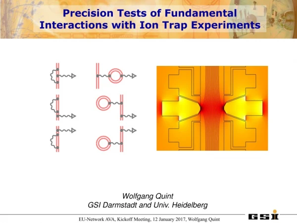 Precision Tests of Fundamental Interactions with Ion Trap Experiments