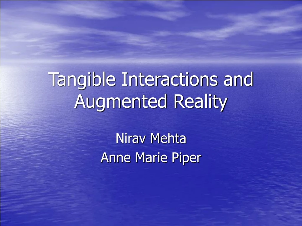 tangible interactions and augmented reality