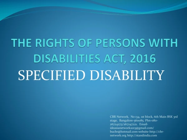 THE RIGHTS OF PERSONS WITH DISABILITIES ACT, 2016