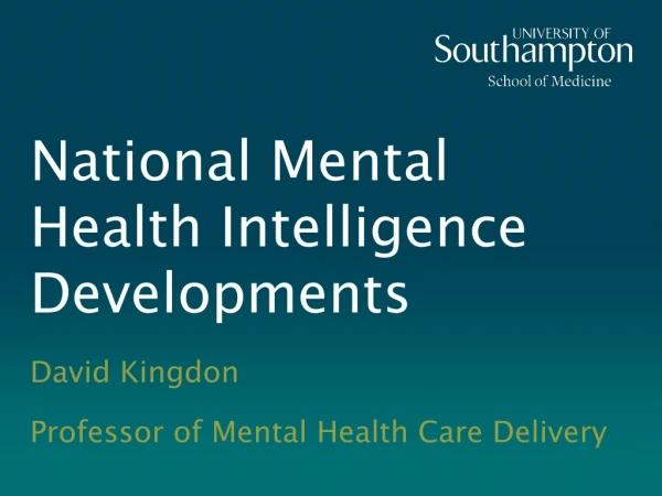 National Mental Health Intelligence Developments