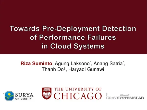Towards Pre-Deployment Detection of Performance Failures in Cloud Systems