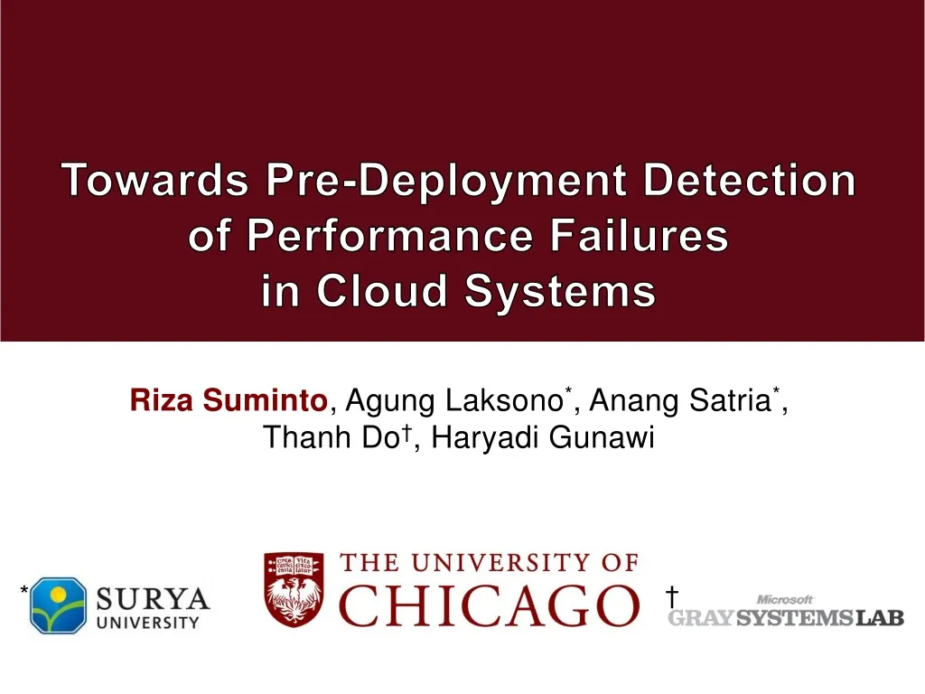 towards pre deployment detection of performance failures in cloud systems
