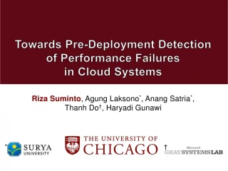 Towards Pre-Deployment Detection of Performance Failures in Cloud Systems - slide 1