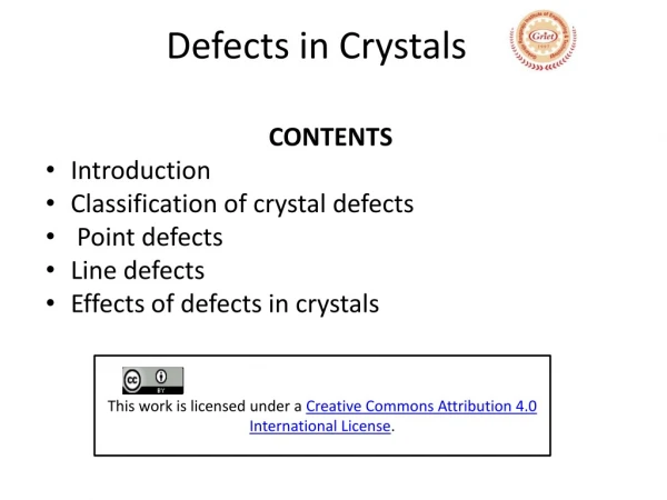 Defects in Crystals