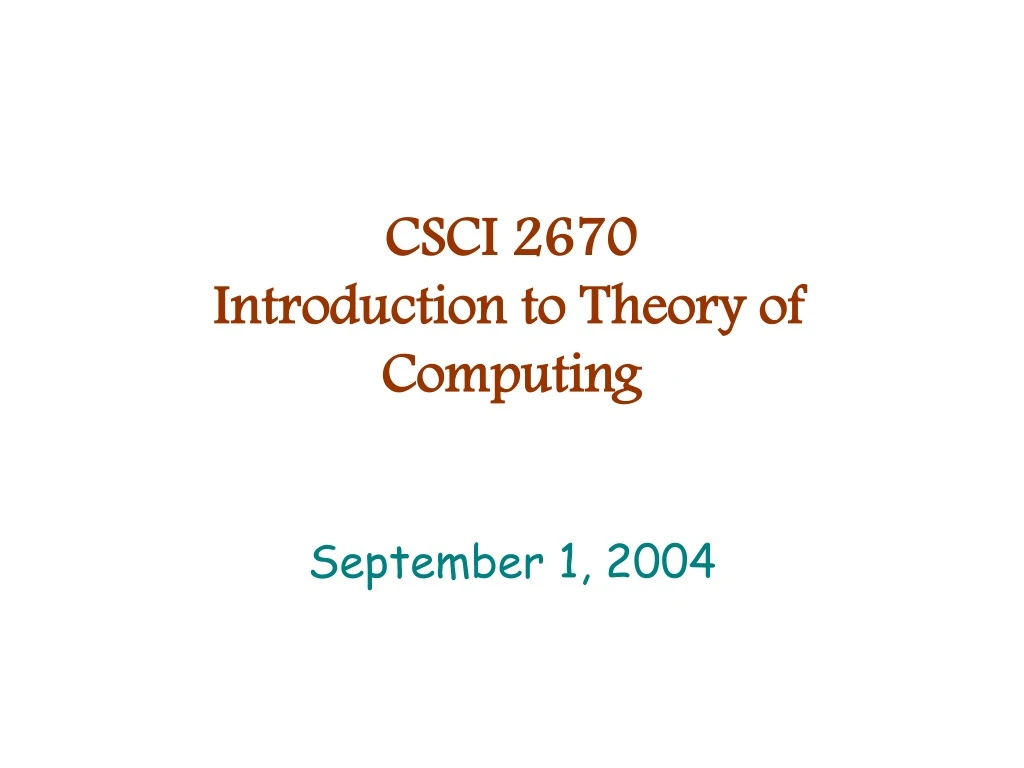 csci 2670 introduction to theory of computing