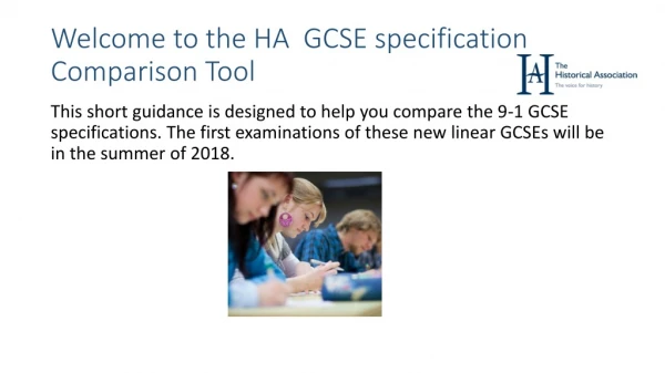 Welcome to the HA GCSE specification Comparison Tool