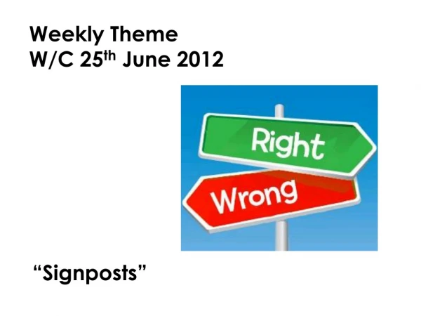 Weekly Theme W/C 25 th June 2012