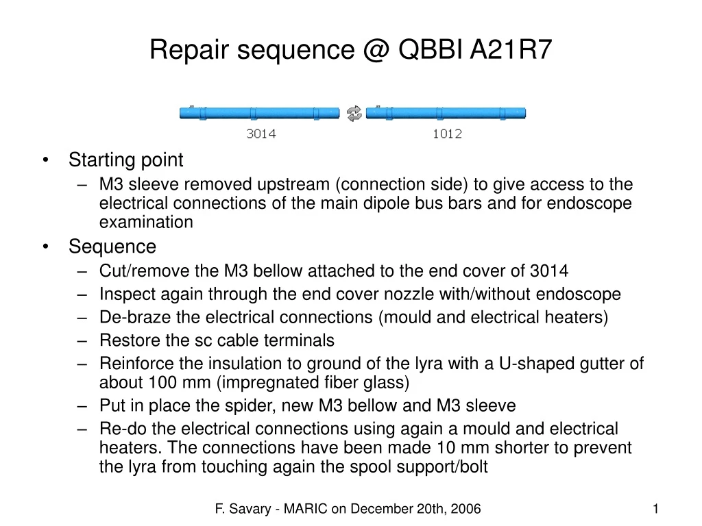 repair sequence @ qbbi a21r7