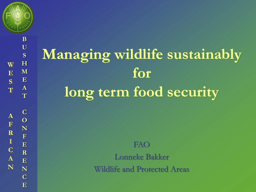 fao lonneke bakker wildlife and protected areas