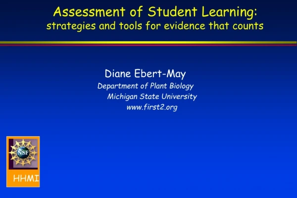 Assessment of Student Learning: strategies and tools for evidence that counts