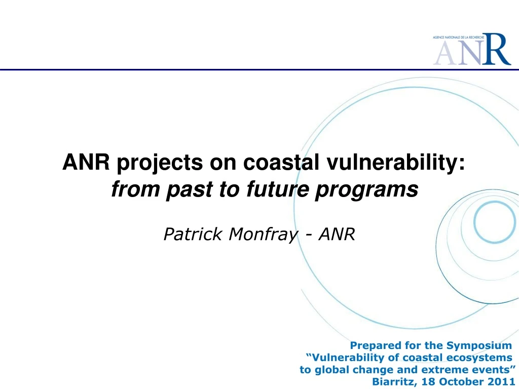 anr projects on coastal vulnerability from past