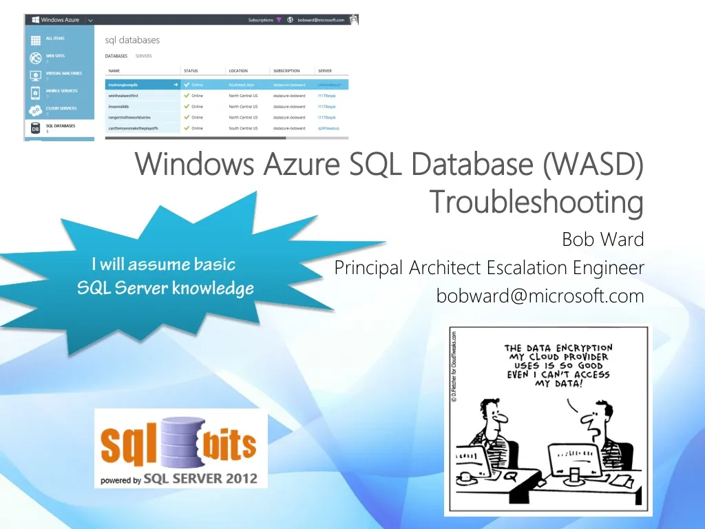 windows azure sql database wasd troubleshooting