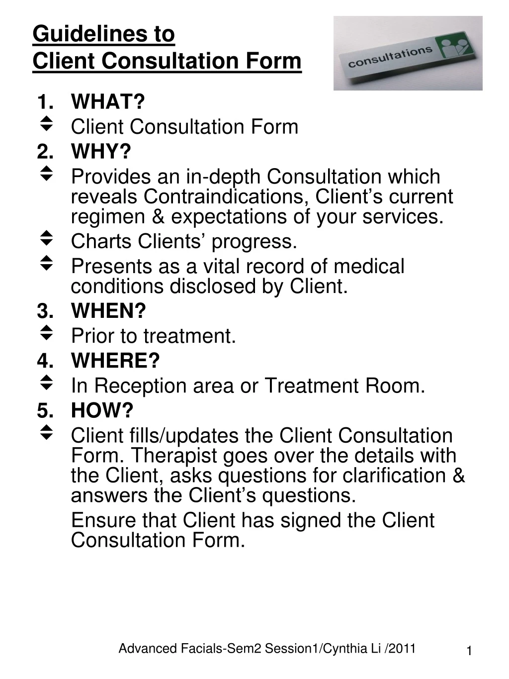 guidelines to client consultation form