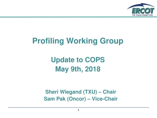 Profiling Working Group Update to COPS May 9th, 2018 Sheri Wiegand (TXU) – Chair
