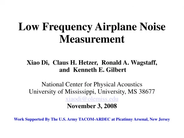 Low Frequency Airplane Noise Measurement