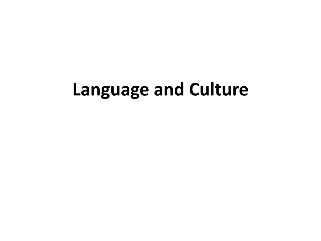 language and culture